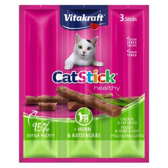Λιχουδιά Γάτας Vitakraft Cat Stick Chicken & Grass 3pcs Λιχουδιές