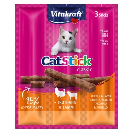 Λιχουδιά Γάτας Vitakraft Cat Stick Turkey & Lamb 3pcs Λιχουδιές
