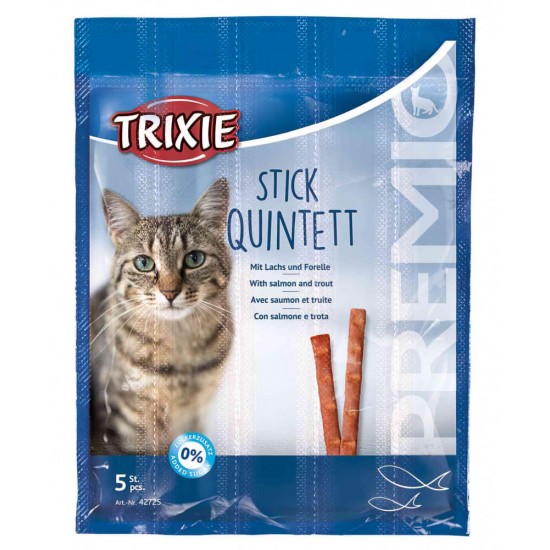 Λιχουδιά Γάτας Trixie Quadro Stick Σολομός & Πέστροφα 5x5gr Λιχουδιές