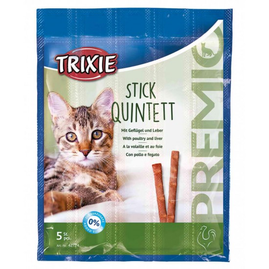 Λιχουδιά Γάτας Trixie Quadro Stick Κοτόπουλο & Συκώτι 5x5gr Λιχουδιές