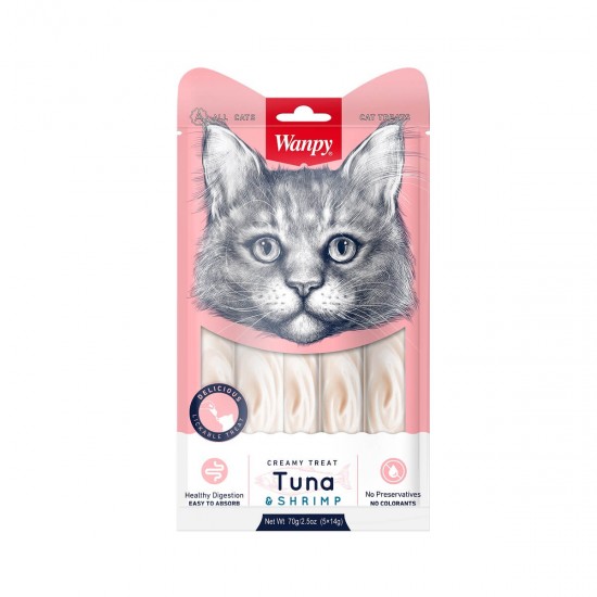 Λιχουδιά Γάτας Wanpy Creamy Treat Tuna & Shrimp 70gr Λιχουδιές