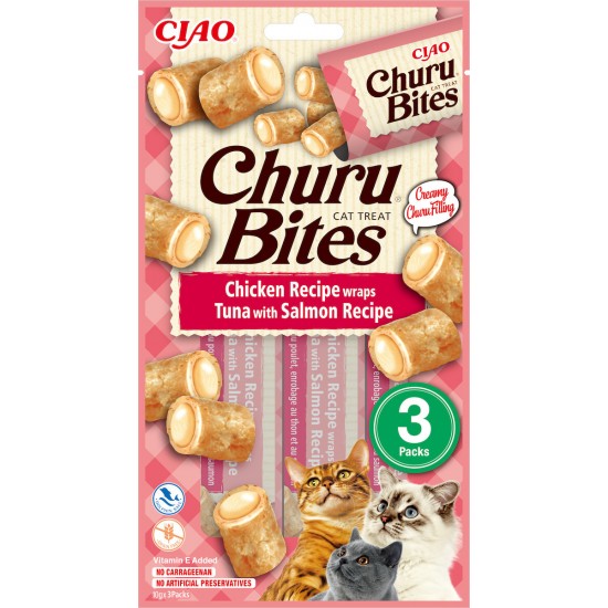 Λιχουδιά Γάτας Churu Bites Chicken & Tuna & Salmon 30gr