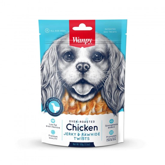 Λιχουδιά Σκύλου Wanpy Chicken Jerky & Rawside Twists 100gr Λιχουδιές 