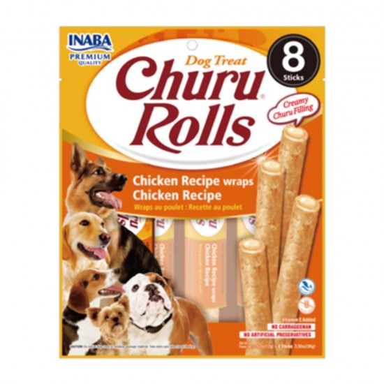Λιχουδιά Σκύλου Churu Rolls Chicken Wraps 8 sticks Λιχουδιές 
