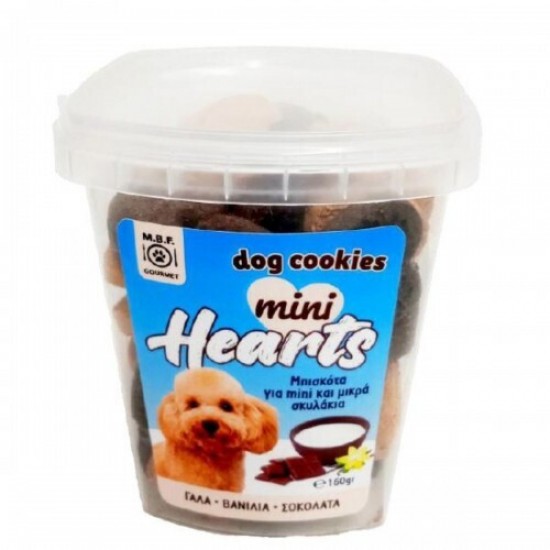 Μπισκότο Σκύλου MBF Stac Mini Hearts Γάλα , Βανίλια & Σοκολάτα 160gr Μπισκότα Σκύλου
