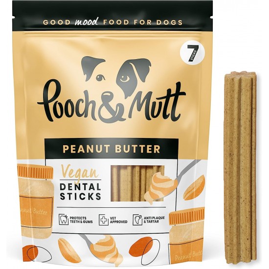 Λιχουδιά Σκύλου Pooch & Mutt Vegan Dental Sticks Peanut Butter 251gr 7τεμ Dental Λιχουδιές Σκύλου