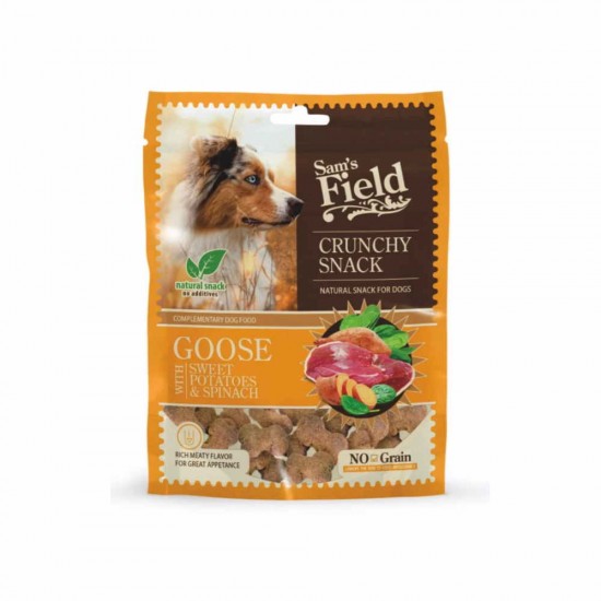 Λιχουδιά Σκύλου Sam's Field Crunchy Snack Χήνα με Γλυκοπατάτα & Σπανάκι 200gr