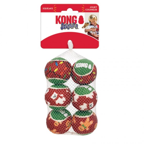 Kong Holiday SqueakAir Balls 6-pack Small