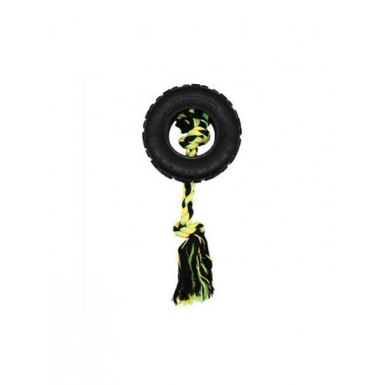 Παιχνίδι Σκύλου Grrrelli Rubber Tyre Tugger Small Μαύρο Σχοινιά-Κόμποι