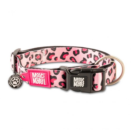 Max & Molly Smart ID Collar Leopard Pink Medium Περιλαίμια 