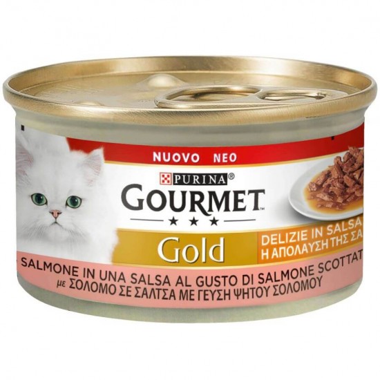 Κονσέρβα Γάτας Gold Κομματάκια με Ψητό Σολωμό σε Σάλτσα 85gr GOURMET GOLD