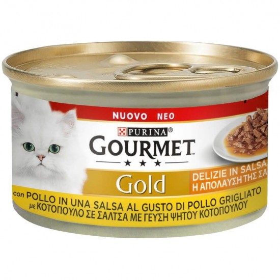 Κονσέρβα Γάτας Gold Κομματάκια με Ψητό Κοτόπουλο σε Σάλτσα 85gr GOURMET GOLD