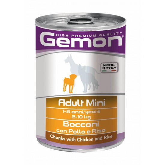 Κονσέρβα Σκύλου Gemon Κομματάκια Adult Mini Chicken & Rice 415gr GEMON