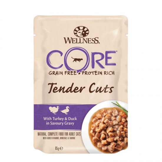 Φακελάκι Γάτας Core Tender Cuts Γαλοπούλα και Πάπια 85gr WELLNESS CORE