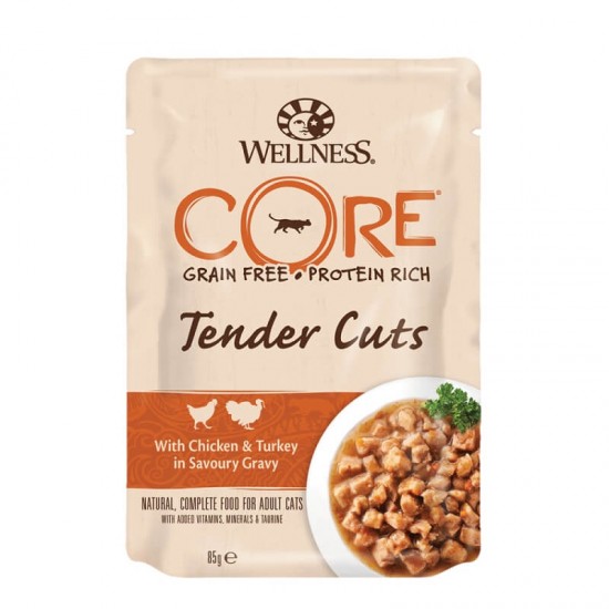 Φακελάκι Γάτας Core Tender Cuts Κοτόπουλο και Γαλοπούλα 85gr WELLNESS CORE
