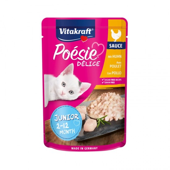Φακελάκι Γάτας Vitakraft Poesie Grain Free Junior Κοτόπουλο 85gr VITAKRAFT