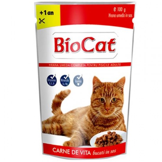 Φακελάκι Γάτας Biocat Adult Μοσχάρι 100gr BIO CAT