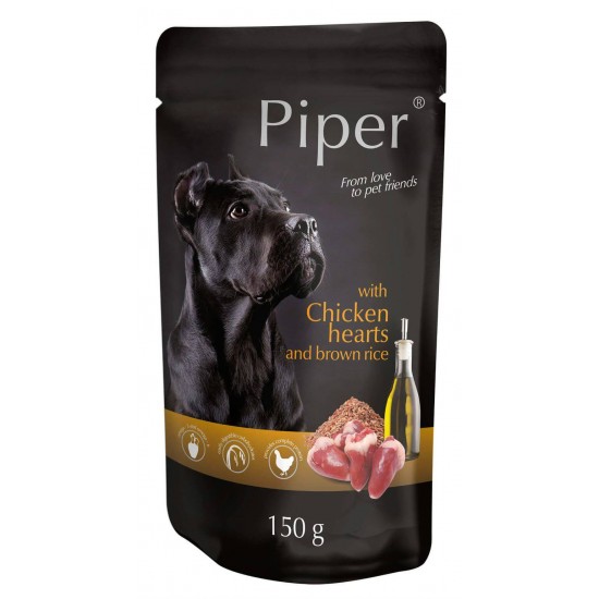 Φακελάκι Σκύλου Piper Adult Καρδιές Κοτόπουλου 500gr PIPER