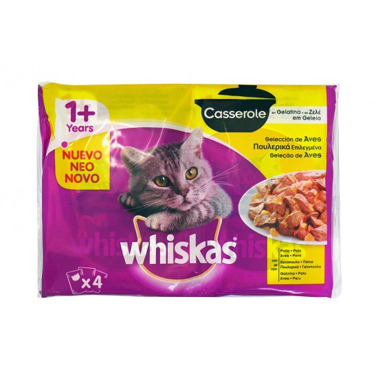 Πολυσυσκευασία Γάτας Φακελάκι Whiskas Casserole Πουλερικά 4x85gr Πολυσυσκευασίες