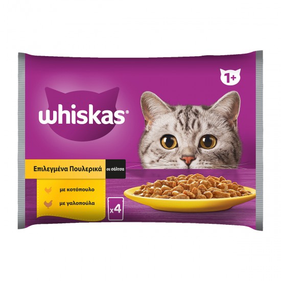 Πολυσυσκευασία Γάτας Φακελάκι Whiskas Επιλεγμένα Πουλερικά σε Σάλτσα 4x85gr Πολυσυσκευασίες Γάτας