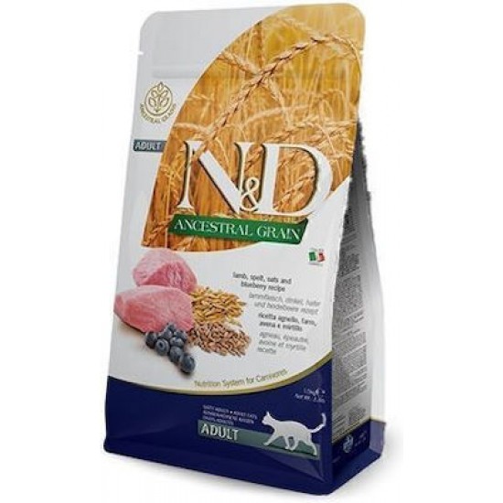 Ξηρά Τροφή Γάτας N&D Ancestral Grain Αρνί & Βατόμουρα Adult 10kg N&D ΓΑΤΑΣ