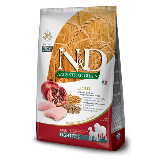 N&D Ancestral Grain Kοτόπουλο & Ρόδι Light Medium/Maxi 12kg N&D