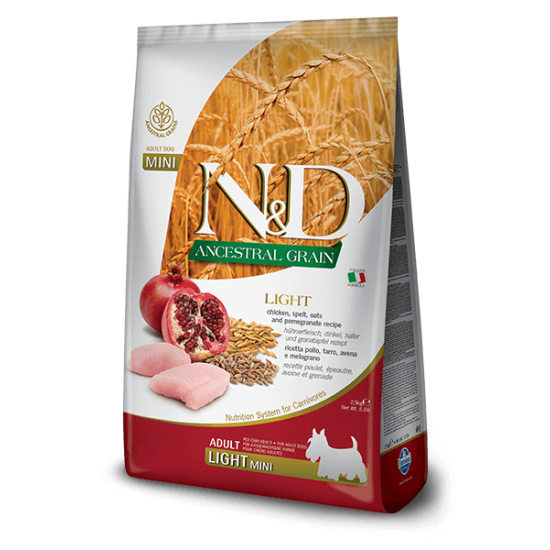 N&D Ancestral Grain Κοτόπουλο & Ρόδι Light Mini 2,5kg N&D