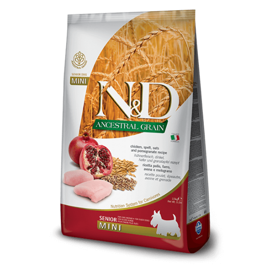 N&D Ancestral Grain Κοτόπουλο & Ρόδι Senior Mini 2,5kg N&D