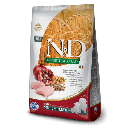 N&D Ancestral Grain Κοτόπουλο & Ρόδι Puppy Medium / Maxi 2,5kg N&D