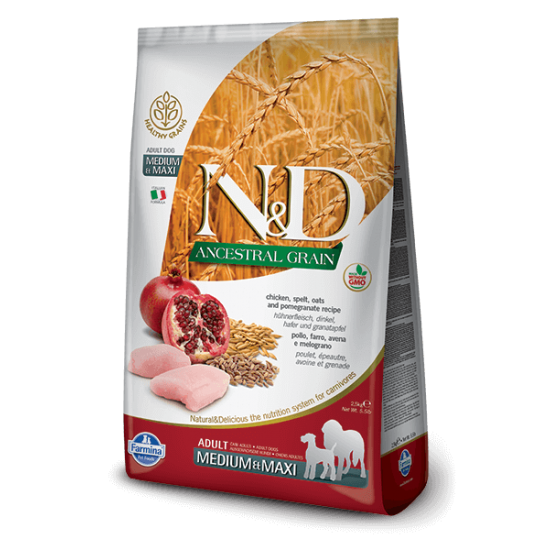 N&D Ancestral Grain Κοτόπουλο & Ρόδι Adult Medium/Maxi 2,5kg N&D