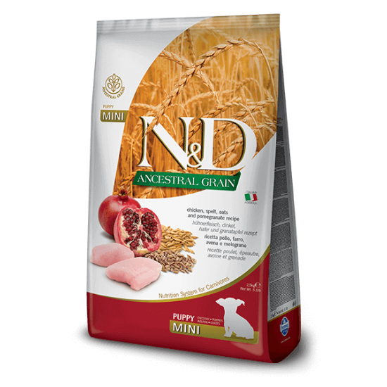N&D Ancestral Grain Κοτόπουλο & Ρόδι Puppy Mini 2,5kg N&D