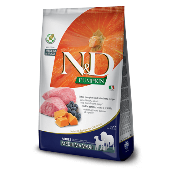 N&D Grain Free Koλοκύθα, Αρνί και Βατόμουρα Adult Medium-Maxi 2,5kg N&D