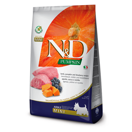 N&D Grain Free Κολοκύθα, Aρνί και Blueberry Adult Mini 2,5kg N&D