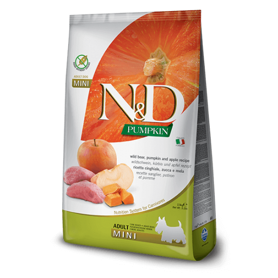 N&D Grain Free Κολοκύθα, Aγριόχοιρος και Μήλο Adult Mini 2,5kg N&D