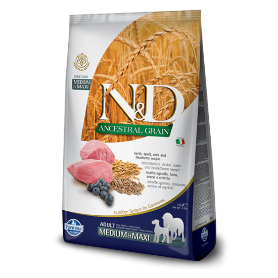 N&D Ancestral Grain Αρνί & Βατόμουρα Adult Medium/Maxi 2,5kg N&D