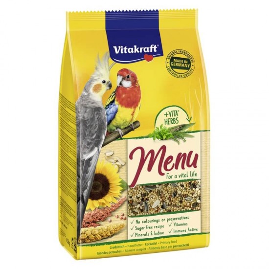 Τροφή Πτηνών Vitakraft Menu Μεσαίων Παπαγάλων 1kg Τροφές για Παπαγαλοειδή