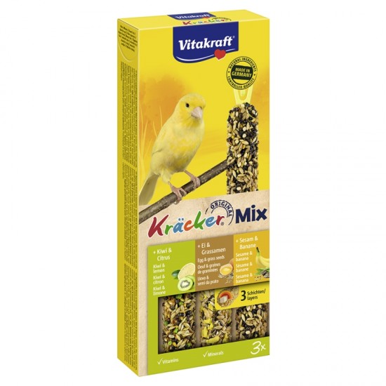 Λιχουδιά Πτηνών Vitakraft Kracker Καναρίνι Αυγό-Ακτινίδιο-Μπανάνα 3τεμ Λιχουδιές