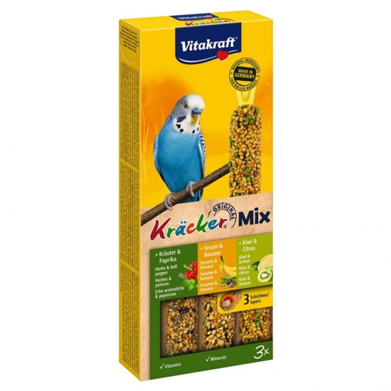 Λιχουδιά Πτηνών Vitakraft Kracker Παπαγαλάκι Βότανα-Ακτινίδιο-Μπανάνα 3τεμ Λιχουδιές
