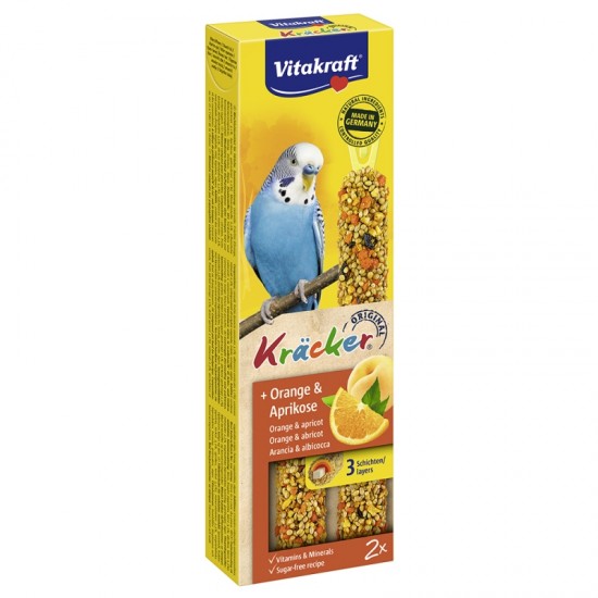 Λιχουδιά Πτηνών Vitakraft Kracker Παπαγαλάκι Πορτοκάλι & Βερύκοκο 2τεμ Λιχουδιές