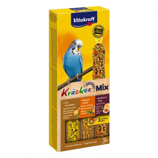 Λιχουδιά Πτηνών Vitakraft Kracker Παπαγαλάκι Μέλι-Φρούτα-Αυγό 3τεμ Λιχουδιές