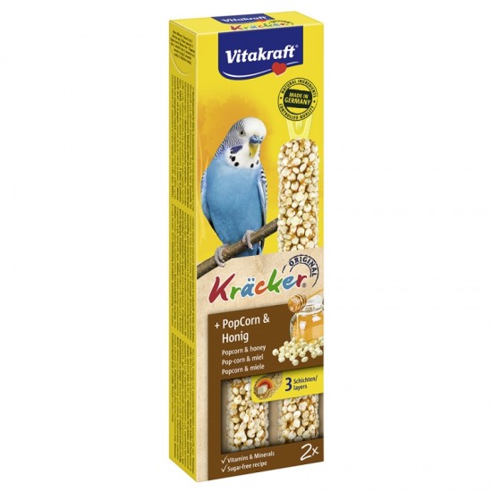Λιχουδιά Πτηνών Vitakraft Kracker Παπαγαλάκι Popcorn & Μέλι 2τεμ Λιχουδιές