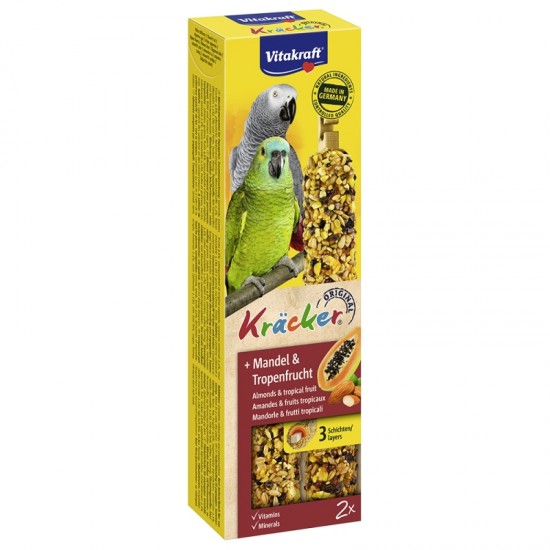 Λιχουδιά Πτηνών Vitakraft Kracker Μεγάλων Παπαγάλων Αμύγδαλο και Τροπικά Φρούτα 2τεμ Λιχουδιές