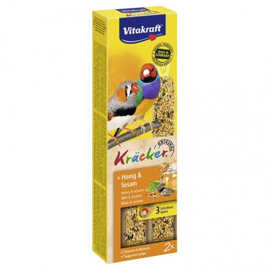 Λιχουδιά Πτηνών Vitakraft Kracker για Παραδείσια Ζεβρακια Μέλι και Σουσάμι 2τεμ Λιχουδιές