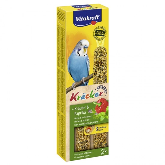 Λιχουδιά Πτηνών Vitakraft Kracker Παπαγαλάκι Βότανα & Πιπεριά 2τεμ Λιχουδιές